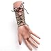 Juland Lace Fingerless Gloves Women Gothic Floral Lace Steampunk Wristband Ring Vintage Beaded Handmade Lace Up Gloves Bridal Bracelet Ring Set - 1 Pair –Bronzing S Size