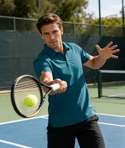 JACKETOWN Men's Short Sleeve Polo Shirt Quick Dry Breathable Polo Tennis Polo Summer Men's Golf Sports Shirt Casual Basic Polo