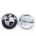 2pcs Carbon Fiber Black Emblem Compatible for BMW Car Front Hood Rear Trunk Logo Badge 82mm