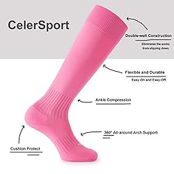 CelerSport 2 Pack Soccer Socks for Youth Kids Adult