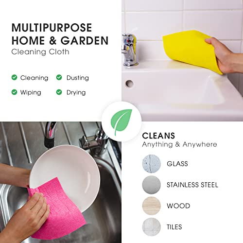 The EcoGurus Premium Swedish Dishcloths for Kitchen (10 x Assorted) MultiSurface, Cellulose