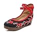 AvaCostume Chinese Plum Embroidery Rubber Sole Platform Wedge Sandals for Qipao Cheongsam, Black, 37