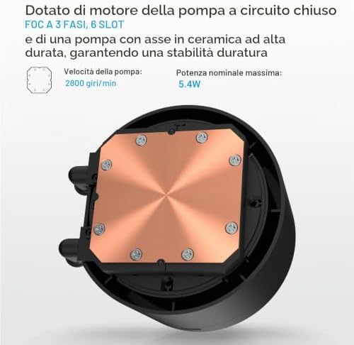 Dissip. Liquido SAMA Q70 360mm, LCD 2.8, Intel/AMD, Type-C, Nero