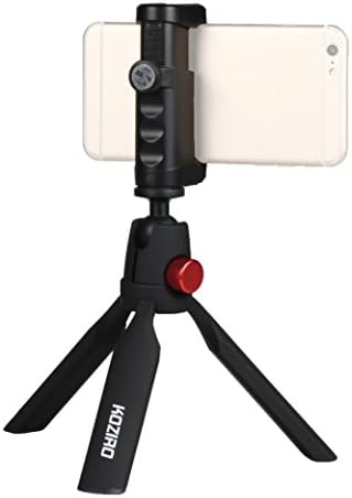 Koziro Mini Tabletop Tripod Kit: Universal Smartphone Clamp, Quick Release Ballhead, Hand Grip Rig, Cold Shoe Mount for Apple iPhone iOS &amp; Samsung Galaxy Android Photo Video Camera