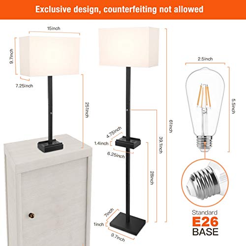 Floor Lamp for Living Room, Modern Standing Lamp Table Lamp 2 IN 1 with Linen Shade, 3 Way Touch