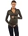 PattyBoutik Mama V Neck Long Sleeve Maternity Polo Shirt (Dark Olive Green M)