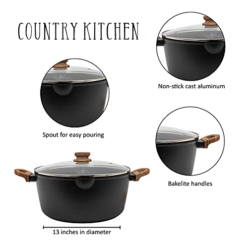Country Kitchen Cookware Aluminum Dutch Oven, 10 Quart, Pot with