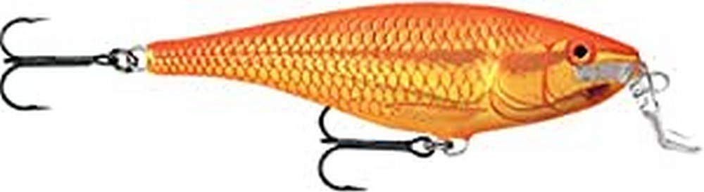 Rapala Super Shad Rap Lure with Two No. 3/0 Hooks, 1.5-2.7 m Swimming Depth, 14 cm Size, Goldfish