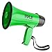 Portable Megaphone Speaker Siren Bullhorn - Compact and Battery Operated with 30 Watt Power, Microphone, 2 Modes, PA Sound and Foldable Handle for Cheerleading and Police Use - Pyle PMP32GR (Green)