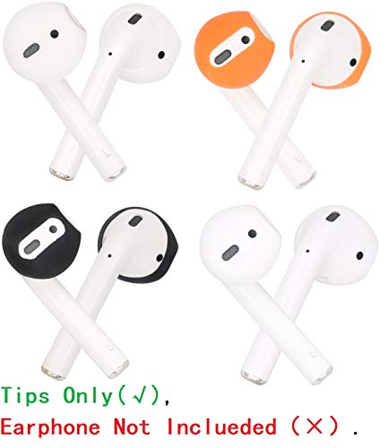 JNSA [Fit in The Case] Ear Tips Covers Gels Buds for AirPods, AirPod Cover Earbuds Eartips Tips 4 Color 4 Pairs Set, Super Thin Soft Silicone, Support Charge with Tips on, AirPods Tip 4c