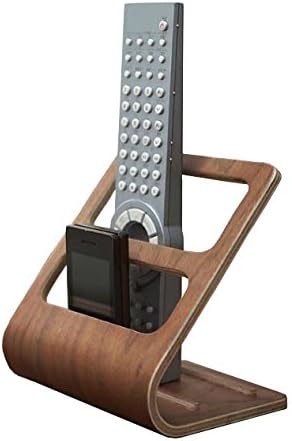 DVD VCR TV Remote Control Cellphone Stand Holder Storage Caddy Organiser Tool (Walnut Wood Color)