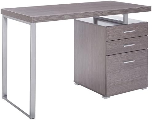 Amazon Com Monarch Specialties Left Or Right Facing 47 Inch Modern Home Office Computer Study Writing Desk With Filing Drawer 48 L Grey Silver Furniture Decor