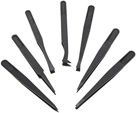 Trudged(TM) 7pcs tweezer Anti-static Flat Curved Pointed End Tweezers Hand pincette tools Set multy tool ferramenta herramientas de mano