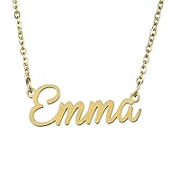 Rrunzfon Creative Titanium Steel Letter Pendant Novelty Personalized Name Necklace(Emma)