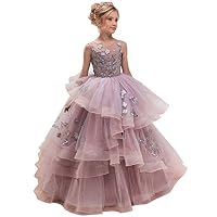 WDE Princess Long Pageant Dresses Little Flower Girls Kids Ball Gown Prom Party Size 2