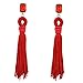 Generous Big Long Drop Earrings AAA Zircon Flower Dangle Beaded Stud Tassel Earring (Red)