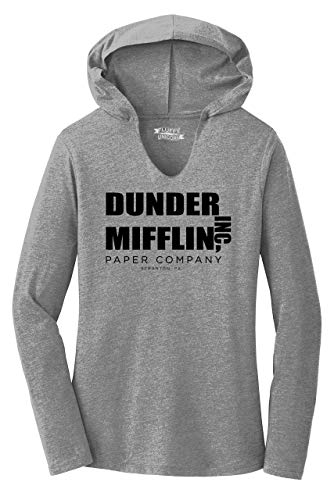 Ladies Hoodie Shirt Dunder Mifflin A Paper Company Funny TV Show Shirt Grey Frost M