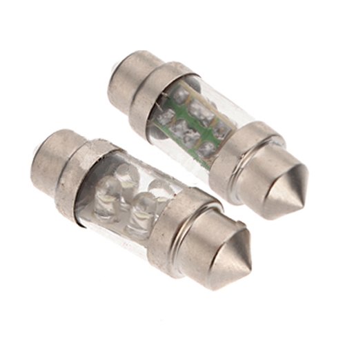 SODIAL(R) 2X White 4 LED SMD Dome Festoon Interior Car Bulb c5w Light Lamp 31mm 12V UK New