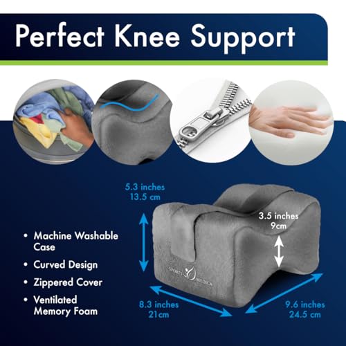 Ergonomic Knee Pillow for Side Sleepers - eHandbook Included - Memory Foam Knee Pillow for Sleeping on Side - Hip & Leg Wedge Cushion