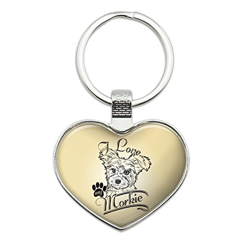 I Love My Morkie Morkshire Terrier Heart Love Metal Keychain Key Chain Ring