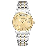 Bulova Mens 98C60XG Quartz Champagne Dial Two-Tone Bracelet 36mm Watch (Renewed)