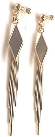 Miyabi Grace Elegant Diamond Shape Invisible Clip On Earrings Dangle Women Non Pierced Clip On Fringe Earrings