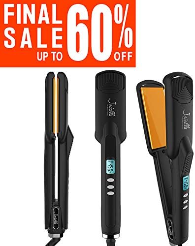 Ceramic Tourmaline Flat Iron for Coarse Hair 450F High Heat Hair Iron for Thick Hair Straightener for Afro Hair with LCD Display Dual Voltage 1 1/2'' Wide Plate Hair Straightener Curling Iron