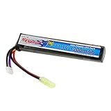 Tenergy Airsoft Battery 11.1V, 1200mAh High Capacity Stick LiPo Battery Pack, 20C High Discharge Rate Rechargeable Hobby Battery for Airsoft Guns AK47, MP5K, RPK, PKM w/Mini Tamiya Connector