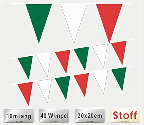 Party- & Eventdekoration Wimpelkette Stoffwimpelkette Grün Uni 1-farbig