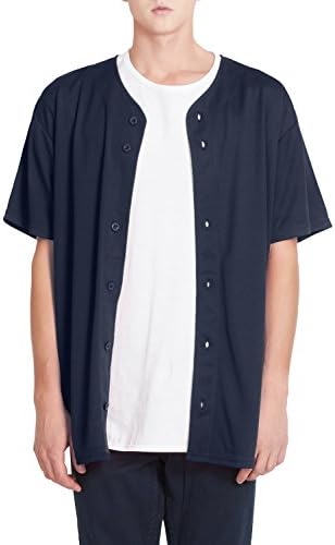 OLLIN1 PREMIUM Mens Full Button Down Mesh Short Sleeve Baseball Jersey