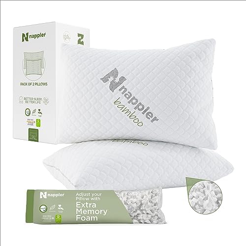 Nappler Bamboo Pillows King Size Premium Set of 2 Supportive Breathable Adjustable Shredded