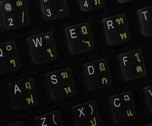 Qwerty Keys Thai (Kedmanee) Transparent Keyboard Stickers With YELLOW Letters - Suitable for ANY Keyboard