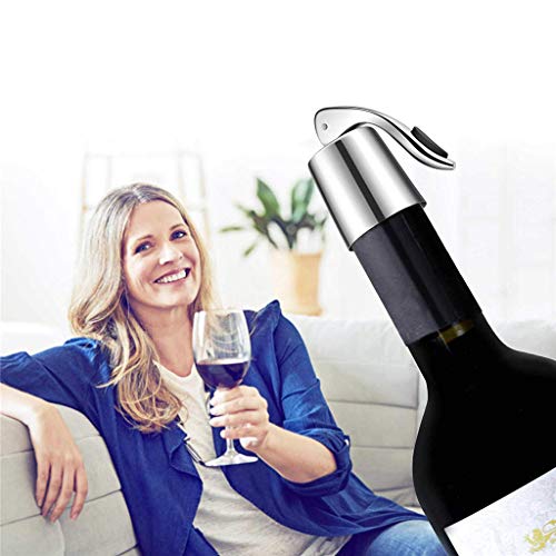 JDgoods Stainless Steel Wine Bottle Stopper Plug - Expanding Beverage Bottle Stopper - Reusable Wine Saver - Bottle Sealer Keeps Wine Fresh - Best Gift Accessories