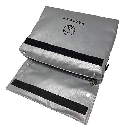 Valtcan Fireproof Document Money Bag XL Large Safe Wildfire (15 x 11 x 3.5 Inches) Strongest Quad 4 Layer Heat Protection Non-Itchy Fire and Water Resistant Protects Photos Jewelry Cash Document Files