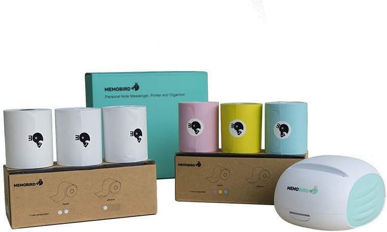 MEMOBIRD North American Bundle: Internet-Enabled Paper Messenger and Note Printer | Color Paper Combo Pack| White Paper Combo Pack (Green)