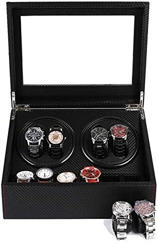LOKKG Automatic Watch Winder Box 4+6 Storage Display, Watch boxes with Soft Flexible Watch Pillows and Quiet Motor,Mechanical Watch Rotation Winder