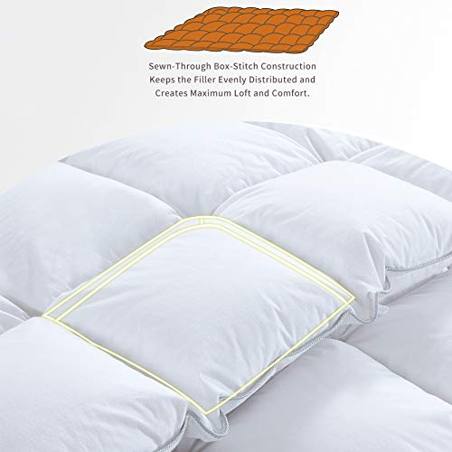 HOMBYS All Season Goose Down Feather Comforter Queen Size White Duvet