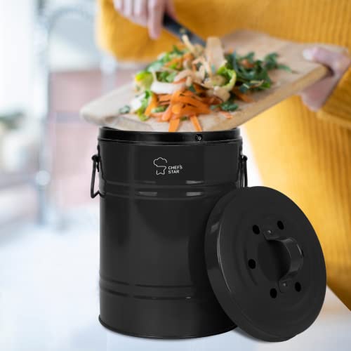 Chef's Star Kitchen Compost Bin, Indoor Garbage Can with Lid, Kitchen