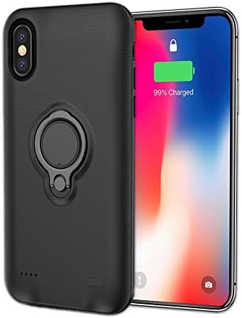 Veemyha iPhone X Battery Case Premium 5000mAh Wireless Extended Battery Portable Rechargeable Power Bank Charger Case with Magnet bracket for iPhone X - Black