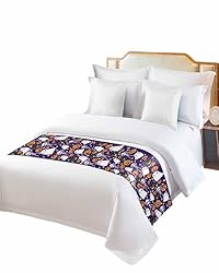 Halloween Purple Bed Runner Scarf King Size,Black