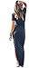 LXS STORE Women Sexy V Neck Casual Beach Club Maxi Dress Short Sleeve Long Dress (M)