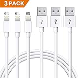 Egchi Charger Cable Wire 3 Pack 6 FT Fast Charging Certified Cable USB Sync Data Cord Wire Compatible iPhone X XS XR 8 8 Plus 7 7 Plus 6 6 Plus 6s 6s Plus SE 5 5s 5c iPad iPod (White)