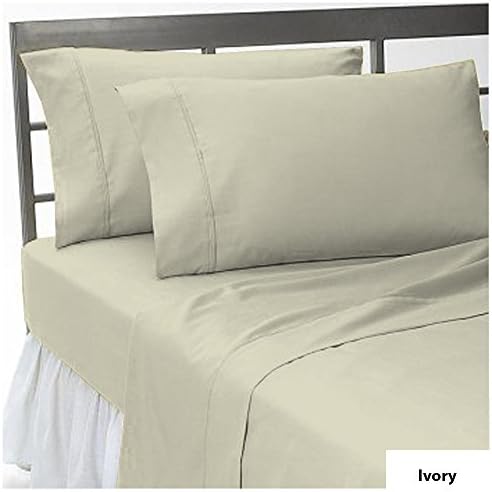 9 inch Deep Pocket 3 PCs Fitted Sheet Set 800 Thread Count Solid Pattern 100% Pima Cotton Size Twin XL Color Ivory