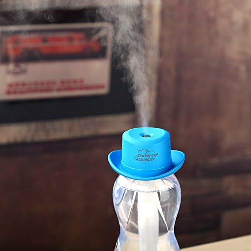 PIUPIU Mini Cowboy Hats Usb Mist Water Bottle Humidifier Portable Ultrasonic Sprayer Essential Oil Aroma Diffuser for Car Yoga Office Bedroom 3 Hours Auto Power Off (Blue)
