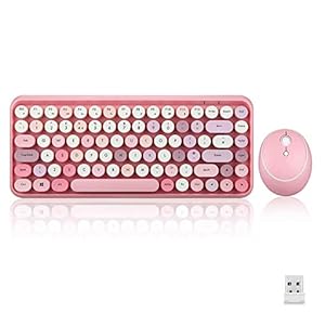 Perixx-PERIDUO-713-Wireless-24-GHz-Mini-Keyboard-and-Mouse-Combo-Retro-Round-Key-Caps-Pastel-Pink-UK-Layout Perixx PERIDUO-713 Wireless 2.4 GHz Cute Keyboard and Mouse Combo, Retro Round Key Caps, UK Layout, Pastel Pink