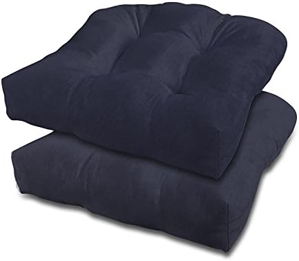 Stratford Home Eco Friendly Indoor/Outdoor Chair Cushions (Set of 2) Sunbrella Canvas Fabric (Navy) -- Made in America
