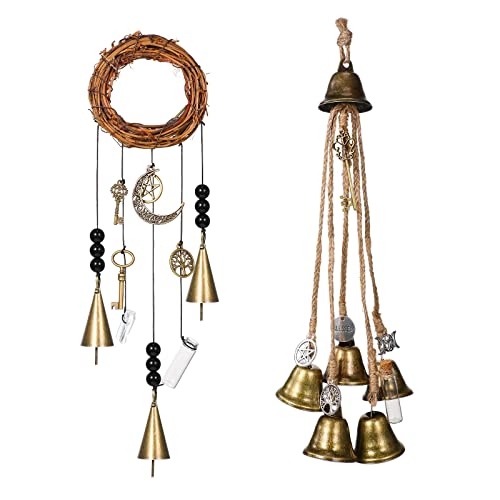 Jetec 2 Pieces Witch Bells Protection Door Hangers Witch Wind Chimes