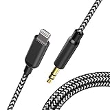 Car Aux Cable for iPhone X/Xs/Xr / 8/7 / 6 / Plus, Topacom 3.5mm Audio Cable, Aux Cord for Car Stereo, Headphone, Speaker, Black & White