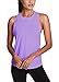 Mippo Women's Sexy Backless Shirt Yoga Tank Tops Twist Open Back Shirt Plain Sleeveless Comfort Summer Workout Tops Gym Crop Tops Active Wear for Juniors Purple M