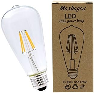 Maxbayou MBO E27 Vintage Edison Bulb LED 4W 2700K Warm White for Indoor Table Lamps & Pendant 40W Equivalent